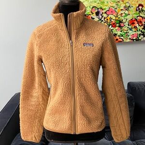 Patagonia Women’s Sherpa Fleece Jacket- Camel Tan-Size Small